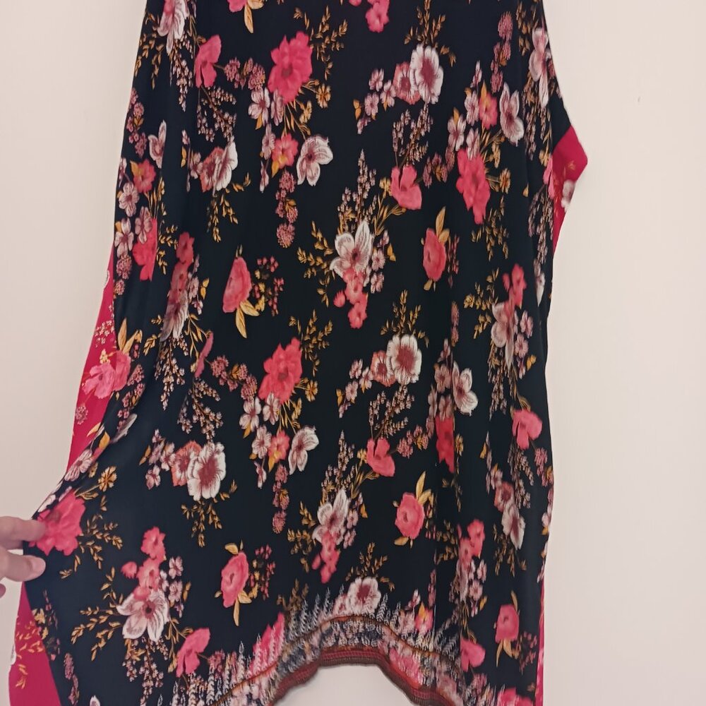 Knox Rose, Midi Bohemian Floral Open Front Kimono Size M/L, Boho, Cover Up, Wrap - Picture 6 of 16